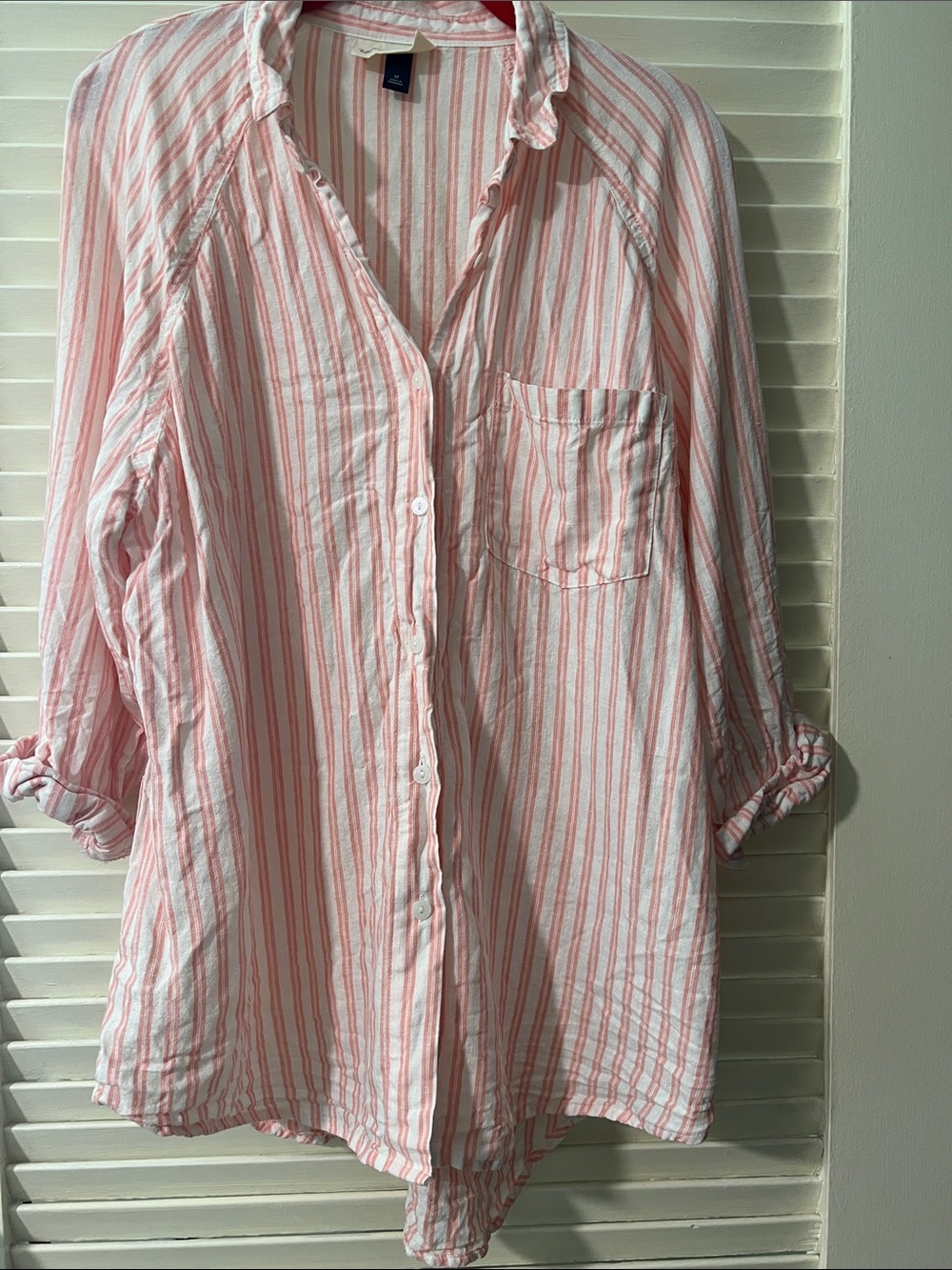 Light Pink Striped Cotton Button-Up Shirt